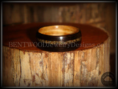 Bentwood Ring - Macassar Ebony Olive Wood Liner and Offset Canadian Beach Sand Inlay handcrafted bentwood wooden rings wood wedding ring engagement