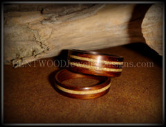 Bentwood Rings Set - Rosewood Wooden Ring Set with Fossil Inlays handcrafted bentwood wooden rings wood wedding ring engagement