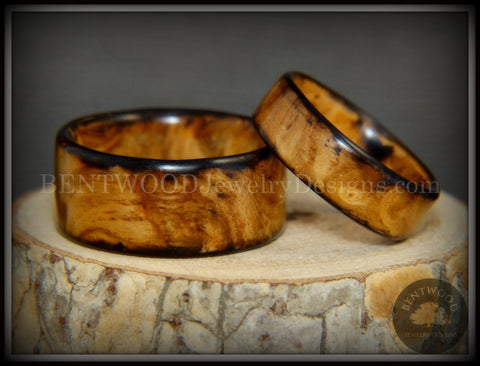Bentwood Kingwood Wood Wedding Rings, Blue Lapis, Silver Blue Glass -  Bentwood Jewelry Designs - Custom Handcrafted Bentwood Wood Rings
