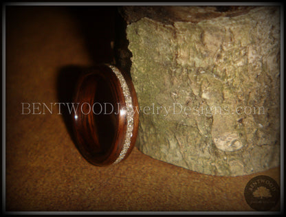 Bentwood Ring - Rosewood Wooden Ring with Silver Glass Inlay handcrafted bentwood wooden rings wood wedding ring engagement