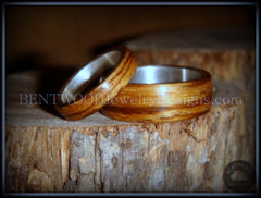 Bentwood Rings Set - Zebrawood Ring Set with Silver Metal Core handcrafted bentwood wooden rings wood wedding ring engagement