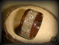 Bentwood Ring - Rosewood Wood Ring with Crushed Silver Glass Inlay handcrafted bentwood wooden rings wood wedding ring engagement