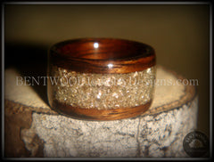 Bentwood Ring - Rosewood Wood Ring with Crushed Silver Glass Inlay handcrafted bentwood wooden rings wood wedding ring engagement