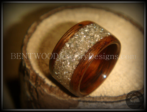 Bentwood Ring - Rosewood Wood Ring with Crushed Silver Glass Inlay
