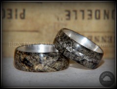 Bentwood Rings Set - "Ohio" Buckeye Burl on Silver Core Classic and Glass Inlay handcrafted bentwood wooden rings wood wedding ring engagement