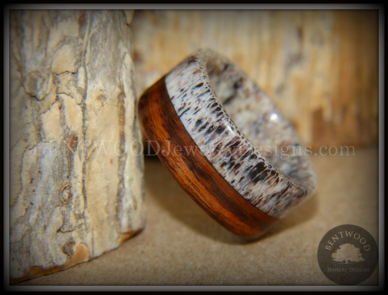 Bentwood Ring - "The Pursuit" Antler and Rosewood Inlay handcrafted bentwood wooden rings wood wedding ring engagement