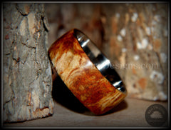 Bentwood Ring - "Exotic" Afzelia Burl (Rare) Wood Ring with Surgical Grade Stainless Steel Comfort Fit Metal Core handcrafted bentwood wooden rings wood wedding ring engagement