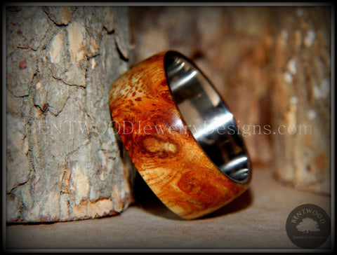 Bentwood Ring - "Exotic" Afzelia Burl (Rare) Wood Ring with Surgical Grade Stainless Steel Comfort Fit Metal Core