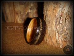 Bentwood Ring - Macassar Ebony Olive Wood Liner and Offset Canadian Beach Sand Inlay handcrafted bentwood wooden rings wood wedding ring engagement