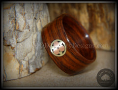 Bentwood Ring - "Metal Mosaic" Kingwood Ring with Copper/Brass Pattern Inlay handcrafted bentwood wooden rings wood wedding ring engagement