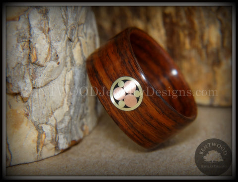 Bentwood Ring - "Metal Mosaic" Kingwood Ring with Copper/Brass Pattern Inlay