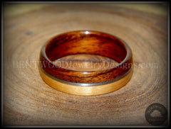 Bentwood Ring - Rosewood and Bamboo Ring with Guitar String Inlay handcrafted bentwood wooden rings wood wedding ring engagement