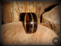 Bentwood Ring - Macassar Ebony Olive Wood Liner and Offset Canadian Beach Sand Inlay handcrafted bentwood wooden rings wood wedding ring engagement