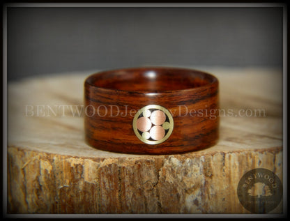 Bentwood Ring - "Metal Mosaic" Kingwood Ring with Copper/Brass Pattern Inlay handcrafted bentwood wooden rings wood wedding ring engagement