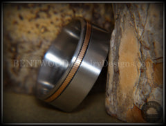 Tazzy Bentwood Ring - "Rufus" Bronze Guitar String Offset Inlay on Surgical Grade Hypo-Allergenic Stainless Steel Core handcrafted bentwood wooden rings wood wedding ring engagement