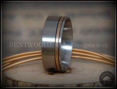 Tazzy Bentwood Ring - "Rufus" Bronze Guitar String Offset Inlay on Surgical Grade Hypo-Allergenic Stainless Steel Core handcrafted bentwood wooden rings wood wedding ring engagement