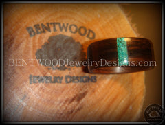 Bentwood Ring - Macassar Ebony Wood Ring and Transverse Malachite Inlay handcrafted bentwood wooden rings wood wedding ring engagement