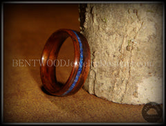 Bentwood Ring - E. Indian Rosewood Wooden Ring with Offset Blue Lapis Inlay handcrafted bentwood wooden rings wood wedding ring engagement