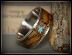 Bentwood Ring - "Figured Brown Turquoise" Rare Mediterranean Oak Burl Wood Ring on Surgical Grade Stainless Steel Comfort Fit Core handcrafted bentwood wooden rings wood wedding ring engagement