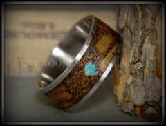 Bentwood Ring - "Figured Brown Turquoise" Rare Mediterranean Oak Burl Wood Ring on Surgical Grade Stainless Steel Comfort Fit Core handcrafted bentwood wooden rings wood wedding ring engagement