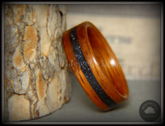 Bentwood Ring - "Legendary" Hawaiian Koa Wood Ring with Hematite Inlay handcrafted bentwood wooden rings wood wedding ring engagement