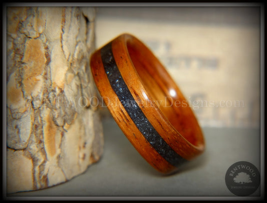Bentwood Ring - "Legendary" Hawaiian Koa Wood Ring with Hematite Inlay handcrafted bentwood wooden rings wood wedding ring engagement