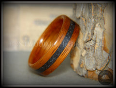 Bentwood Ring - "Legendary" Hawaiian Koa Wood Ring with Hematite Inlay handcrafted bentwood wooden rings wood wedding ring engagement
