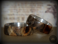 Bentwood Rings Set - "Midwest" Buckeye Burl on Silver Core Classic Wood Ring Bands handcrafted bentwood wooden rings wood wedding ring engagement