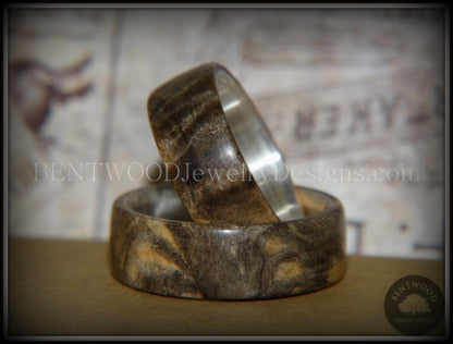 Bentwood Rings Set - "Midwest" Buckeye Burl on Silver Core Classic Wood Ring Bands handcrafted bentwood wooden rings wood wedding ring engagement