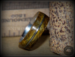 Bentwood Ring - "Forest Dye" Box Elder on Surgical Stainless Steel with Silver Guitar String Inlay handcrafted bentwood wooden rings wood wedding ring engagement