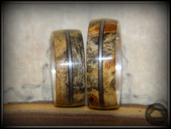 Bentwood Rings Set - "California" Buckeye Burl Rings on Silver Core with Electric Guitar String Inlay handcrafted bentwood wooden rings wood wedding ring engagement