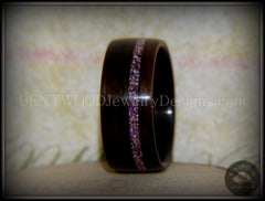 Bentwood Ring - Macassar Ebony Wood Ring with Silver Amethyst Glass Inlay handcrafted bentwood wooden rings wood wedding ring engagement