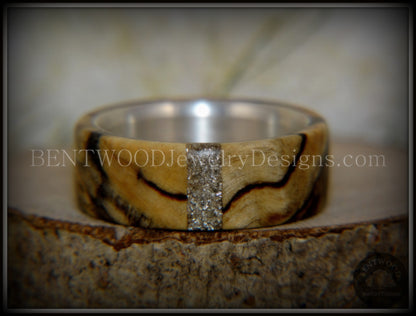 Bentwood Ring - Spalted Maple Ring on Fine Silver Core and Transverse Silver Glass Inlay handcrafted bentwood wooden rings wood wedding ring engagement