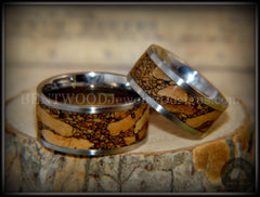 Bentwood Rings Set - Mediterranean Oak Burl on Surgical Steel Core handcrafted bentwood wooden rings wood wedding ring engagement