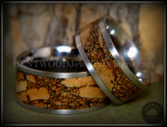 Bentwood Rings Set - Mediterranean Oak Burl on Surgical Steel Core handcrafted bentwood wooden rings wood wedding ring engagement