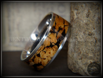 Bentwood Ring - "Figured Spalting" Rare Mediterranean Oak Wood Ring with Surgical Grade Stainless Steel Comfort Fit Metal Core handcrafted bentwood wooden rings wood wedding ring engagement
