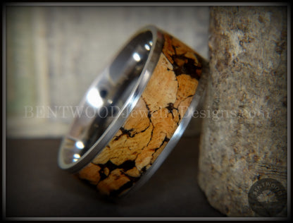 Bentwood Ring - "Figured Spalting" Rare Mediterranean Oak Wood Ring with Surgical Grade Stainless Steel Comfort Fit Metal Core handcrafted bentwood wooden rings wood wedding ring engagement