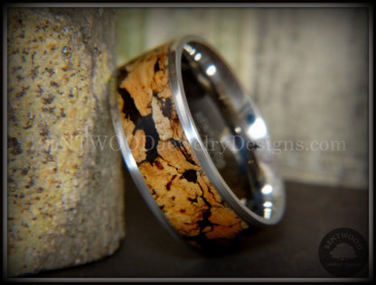 Bentwood Ring - "Figured Spalting" Rare Mediterranean Oak Wood Ring with Surgical Grade Stainless Steel Comfort Fit Metal Core handcrafted bentwood wooden rings wood wedding ring engagement