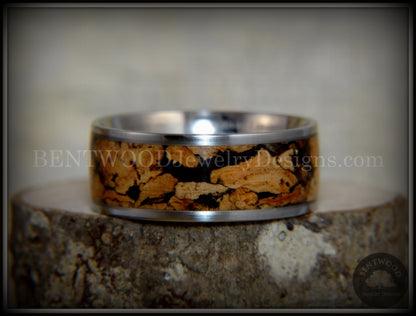 Bentwood Ring - "Figured Spalting" Rare Mediterranean Oak Wood Ring with Surgical Grade Stainless Steel Comfort Fit Metal Core handcrafted bentwood wooden rings wood wedding ring engagement