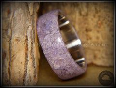 Bentwood Ring - "The Dreamer" Charoite Stone with Titanium Steel Comfort Fit Metal Core handcrafted bentwood wooden rings wood wedding ring engagement
