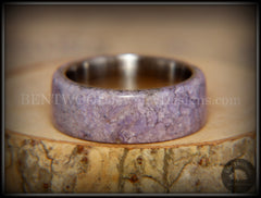 Bentwood Ring - "The Dreamer" Charoite Stone with Titanium Steel Comfort Fit Metal Core handcrafted bentwood wooden rings wood wedding ring engagement