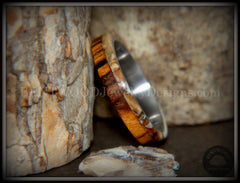 Bentwood Ring - "Mammoth" Fossil and Goncalo Alves on Titanium Core handcrafted bentwood wooden rings wood wedding ring engagement