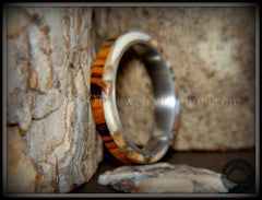 Bentwood Ring - "Mammoth" Fossil and Goncalo Alves on Titanium Core handcrafted bentwood wooden rings wood wedding ring engagement
