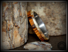 Bentwood Ring - "Mammoth" Fossil and Goncalo Alves on Titanium Core handcrafted bentwood wooden rings wood wedding ring engagement