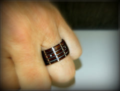 Bentwood Ring - "The Guitar Man" Rosewood, Silver Frets, Mother of Pearl Dot Inlays and Stainless Steel Guitar Strings handcrafted bentwood wooden rings wood wedding ring engagement