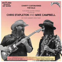 Chris Stapleton Guitar String Ring - Ebony Bentwood on Titanium Inlay with Copper or Silver Guitar String