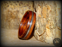 Bentwood Ring - Waterfall Bubinga Wood Ring with Silver Electric Guitar String Inlay handcrafted bentwood wooden rings wood wedding ring engagement