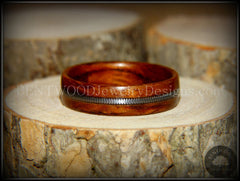 Bentwood Ring - Waterfall Bubinga Wood Ring with Silver Electric Guitar String Inlay handcrafted bentwood wooden rings wood wedding ring engagement