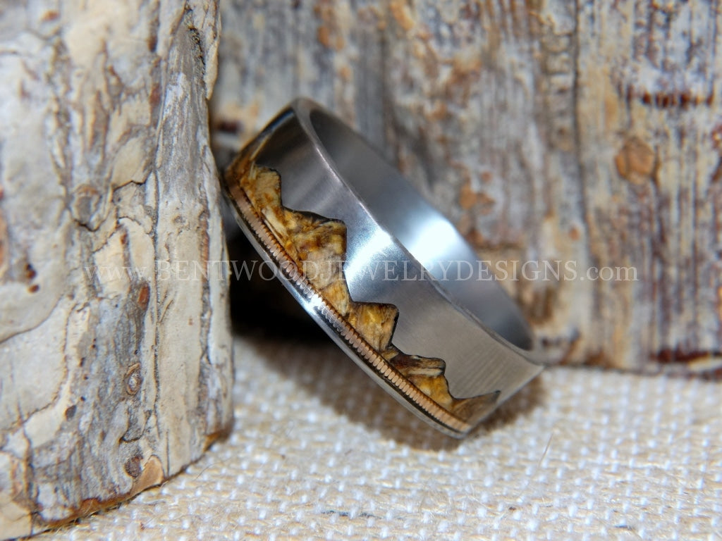 Chris Stapletons Guitar String Ring - Tennessee Whiskey Barrel Mountainscape With Copper Jewelry