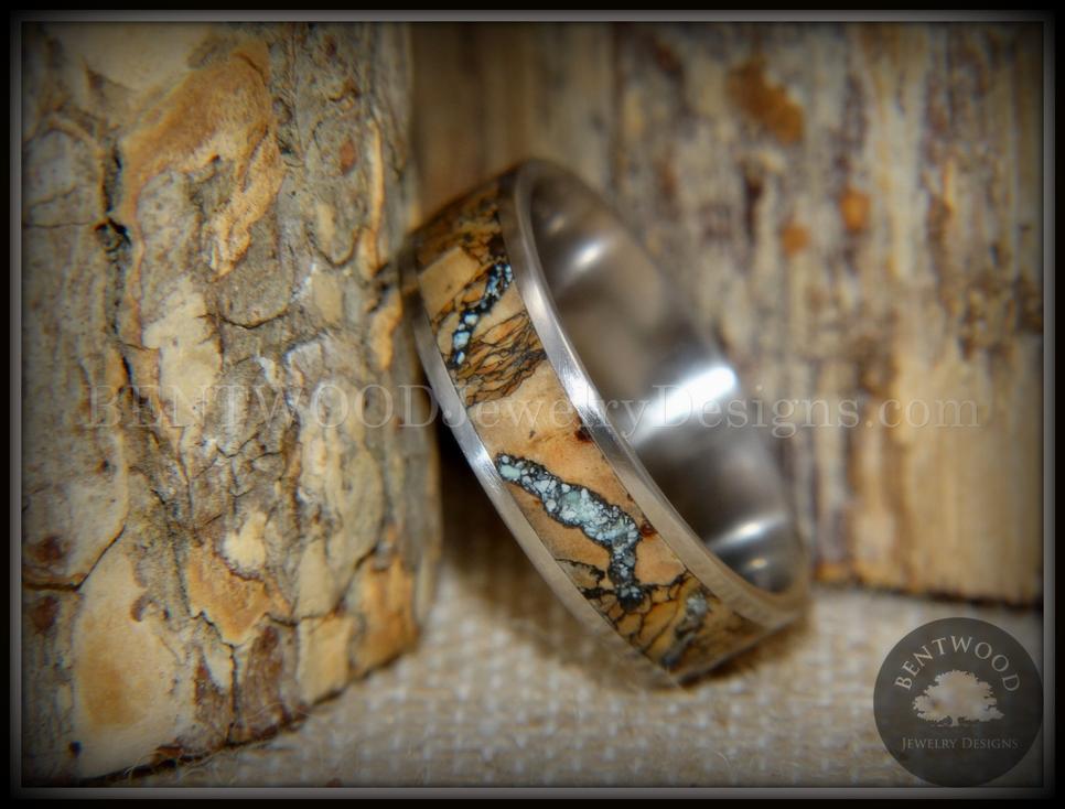 Bentwood ring Sleeping Beauty stone oak burl wood ring